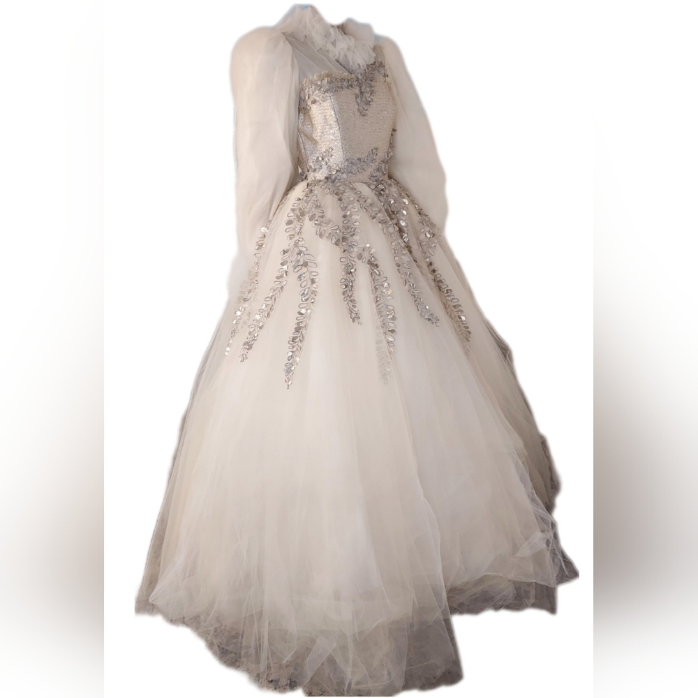 *$16,000 NEW OSCAR DE LA RENTA SILK TULLE GOLDEN FERN LEAF RUNWAY GOWN US S - Picture 8 of 16